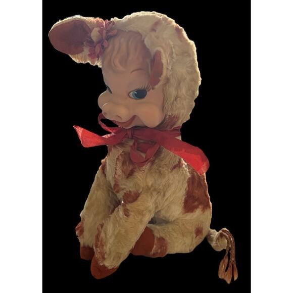 Vtg Rushton Star Creation Daisy Belle Rubber Face Cow Plush Toy 50s No Sound - Picture 2 of 10